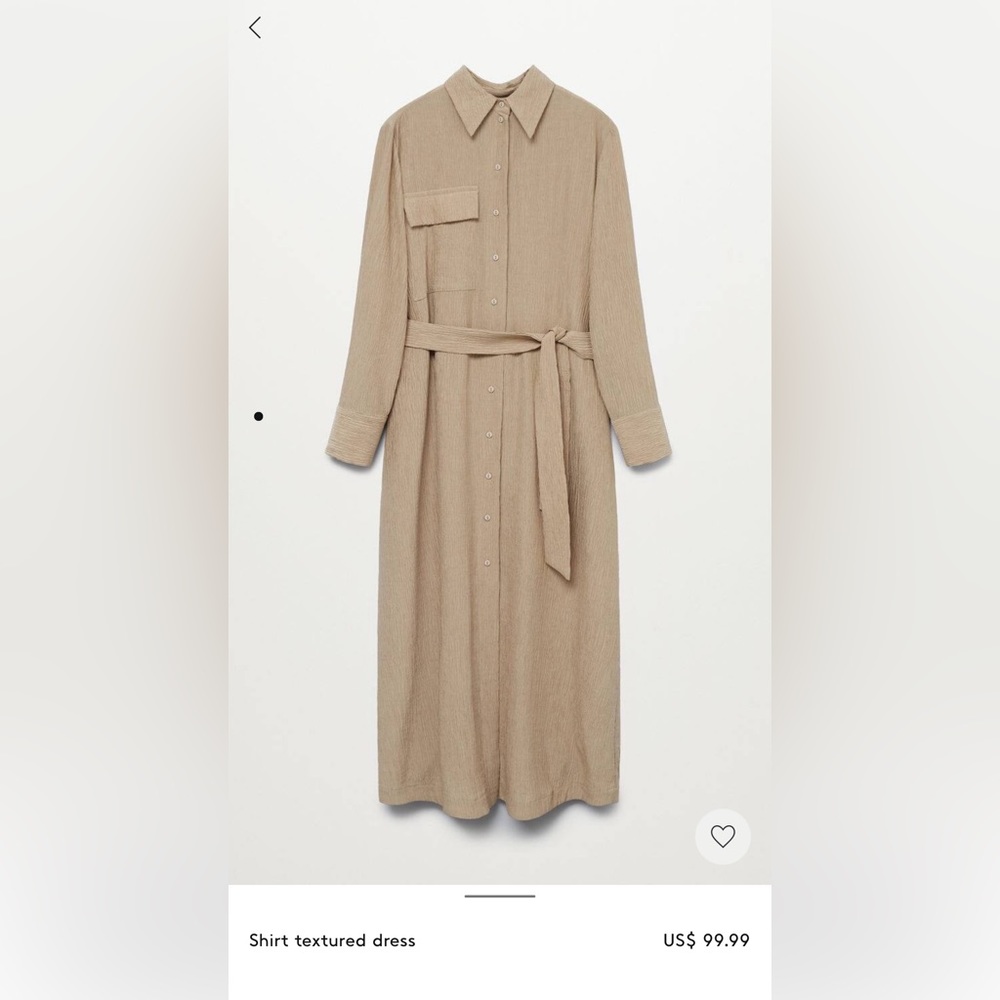 EUC Mango textured shirt dress Maxi Khaki sz Medium ~ $99